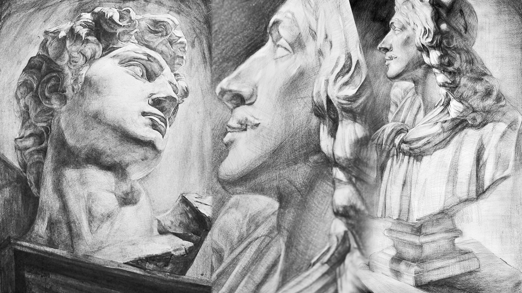 Pencil gypsum portraits